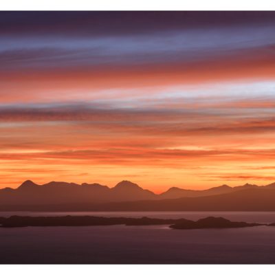 Colourful sky over Applecross in the Scottish Highlands